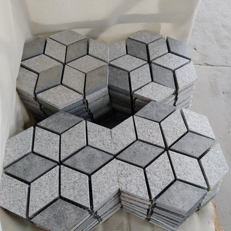 Grey Granite Interlocking Cobble on mesh